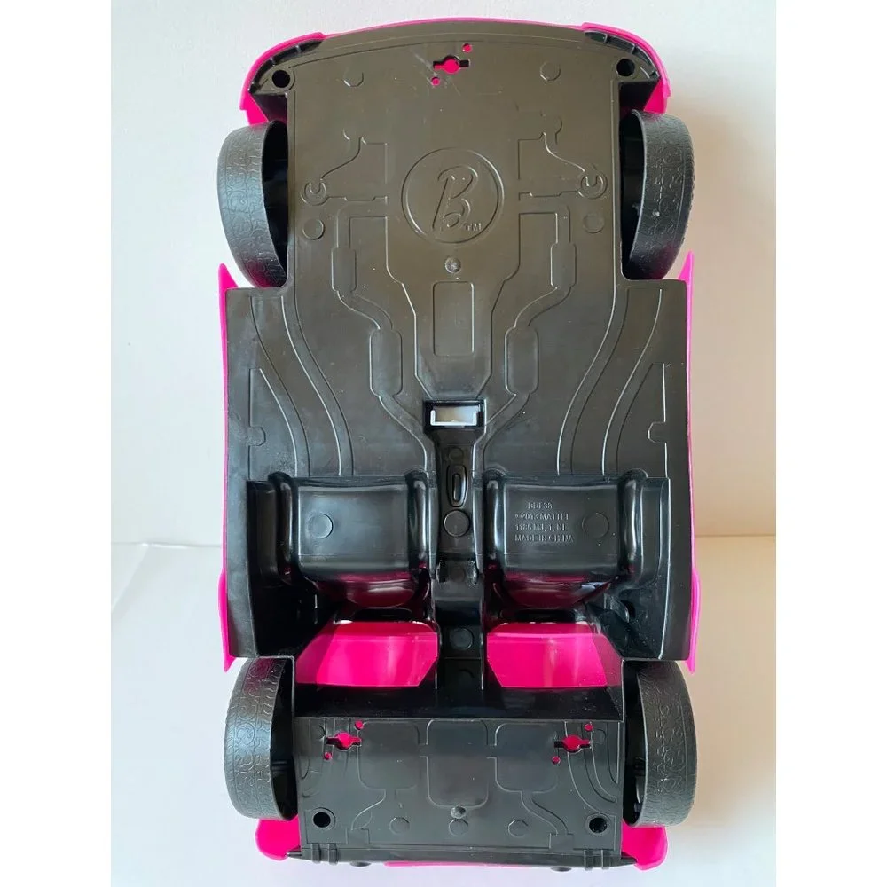 Barbie's sports car hot pink convertible doll size two seats glitter Mattel 2013